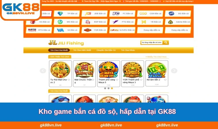Kho game bắn cá đồ sộ, hấp dẫn tại GK88