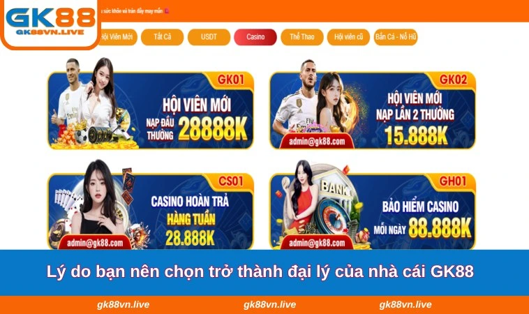 Lý do bạn nên chọn trở thành đại lý của nhà cái GK88