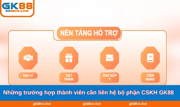 Những trường hợp thành viên cần liên hệ bộ phận CSKH GK88