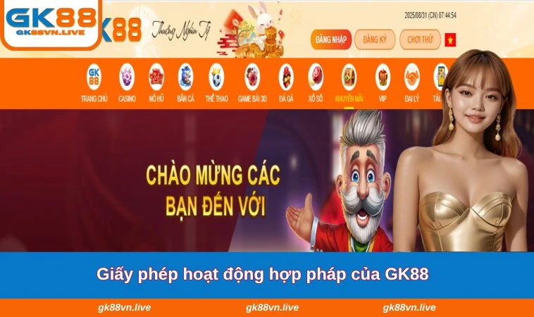 Giấy phép hoạt động hợp pháp của GK88