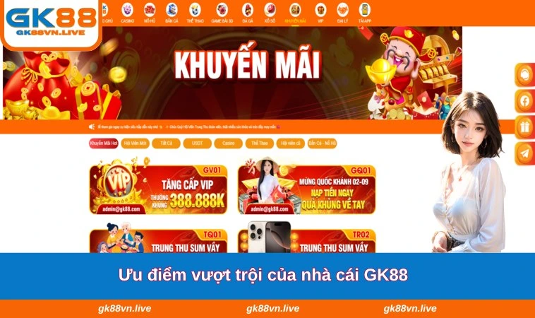 Ưu điểm vượt trội của nhà cái GK88