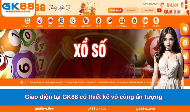 Giao diện tại GK88 có thiết kế vô cùng ấn tượng